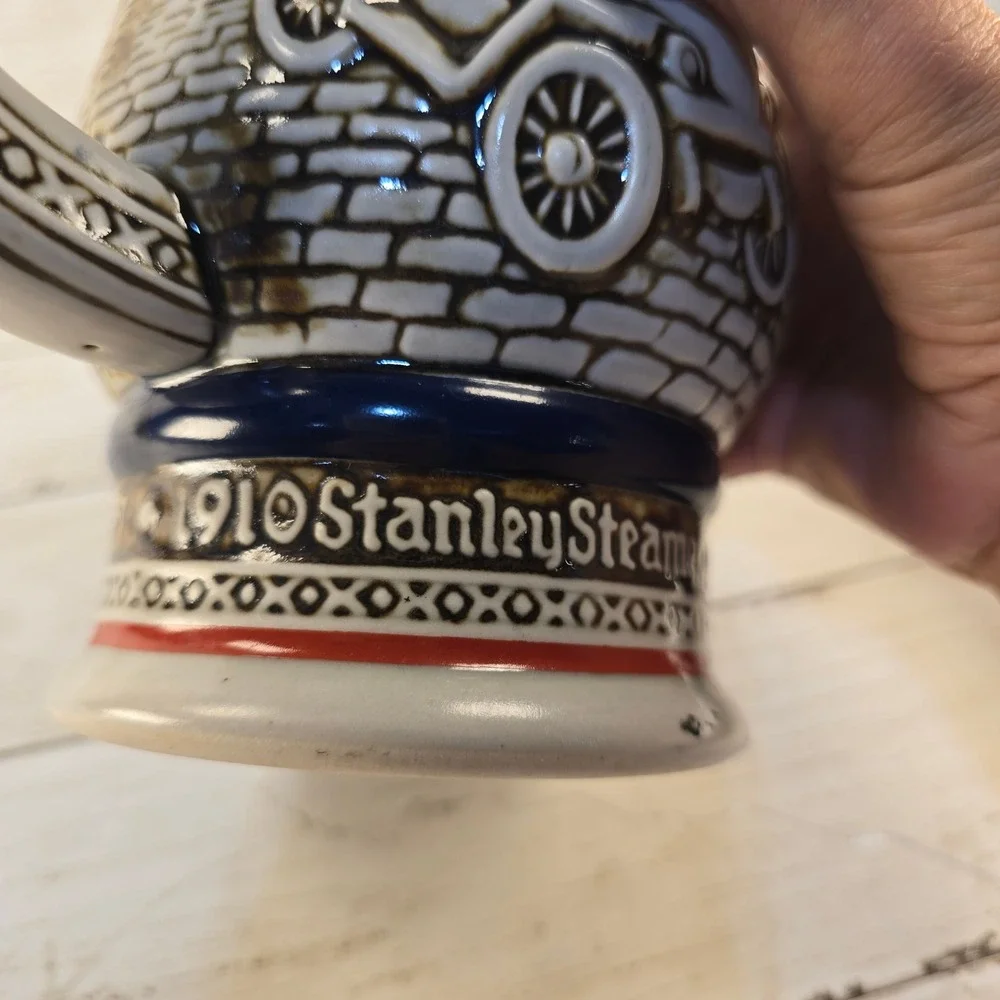 Vintage 1979 Avon Antique Cars Beer Stein Ceramarte Brazil Ford Bugatti Stanley